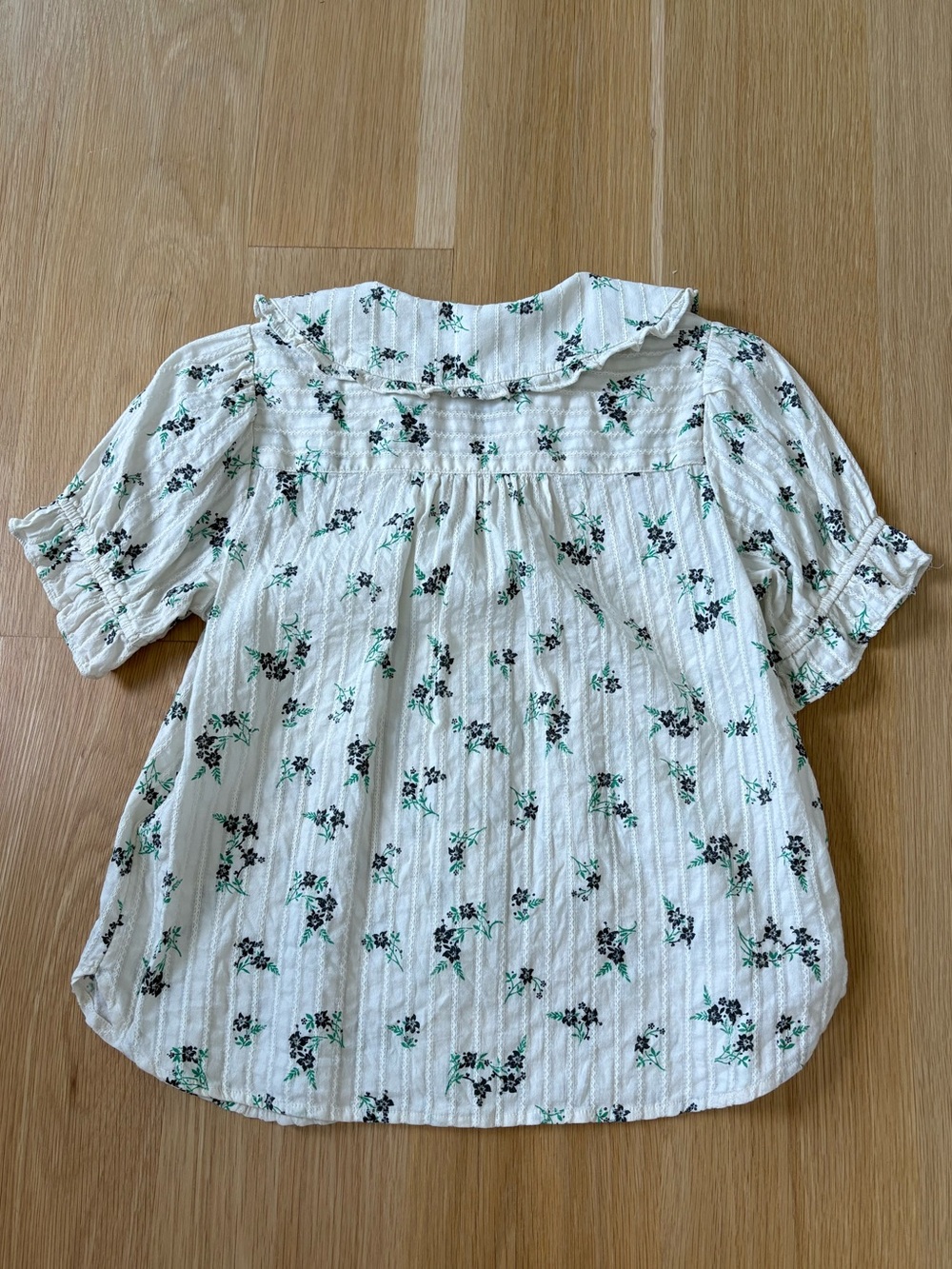 Anthropologie Pilcro Keira Blouse Light Floral Button-Front Top White/Green - Picture 3 of 3